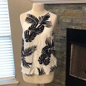 Black and white leaf print tank